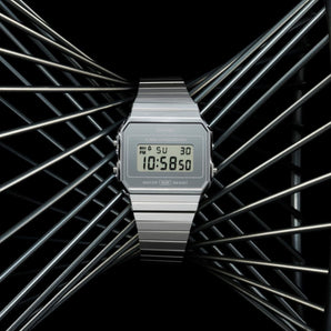 Casio Slim Case Chrome Plated Vintage Digital Watch