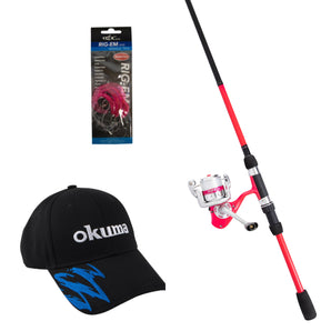 OKUMA Kids Pink Value Pack Rod and Reel Fishing Set