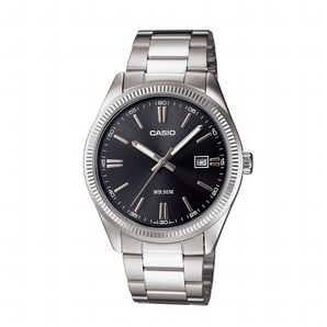 Casio 50 Meter Water Resistant Analogue Watch - Silver with Stainless Strap
