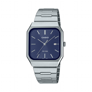 Casio 50 Meter Water Resistant Analogue Watch - Blue with Stainless Strap