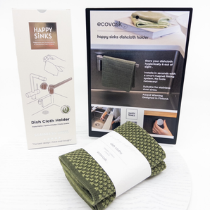 Ecovask Happy Sinks Cloth Holder and Heritage Dishcloth 2pk