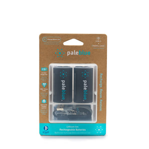 Pale Blue Earth D cell USB-C Rechargeable Batteries, 2-Pack