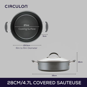 Circulon ScratchDefense Nonstick Induction Covered Sauteuse 28cm/4.7L