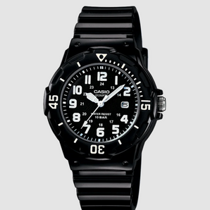 Casio 100 Metre Water Resistant Black Analogue Watch