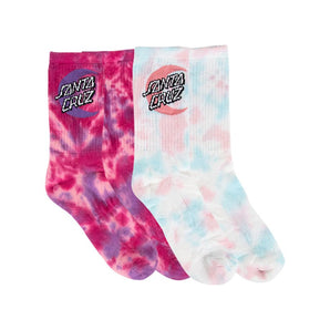 SANTA CRUZ Moon Dot Tie Dye Girls Crew Socks 2 Pack